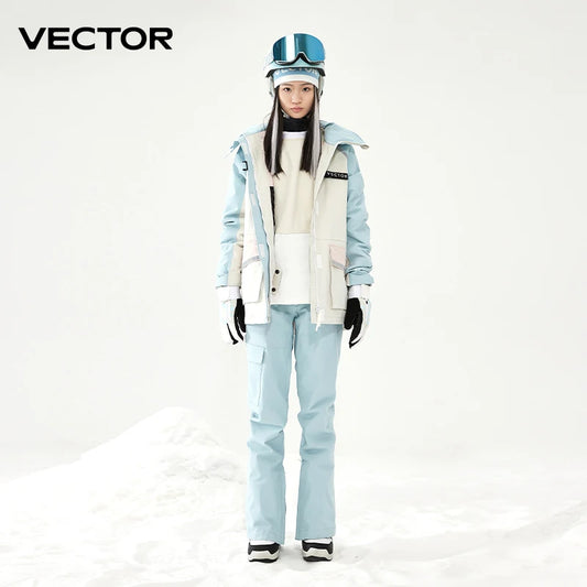 VECTOR Ski Suit Set Women Man Winter Women Jackets and Pants Warm Waterproof Women Jackets Pants Outdoor Ski Bike Camping 2023