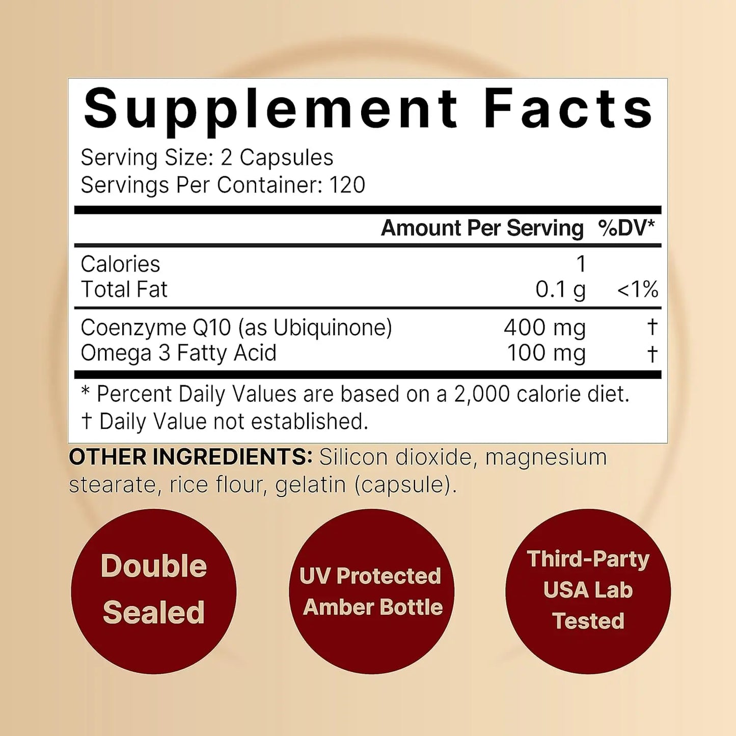 Coenzyme Q10 Capsules 400mg, for Circulation Stress Health and Body Energy, Better Absorption, Antioxidant