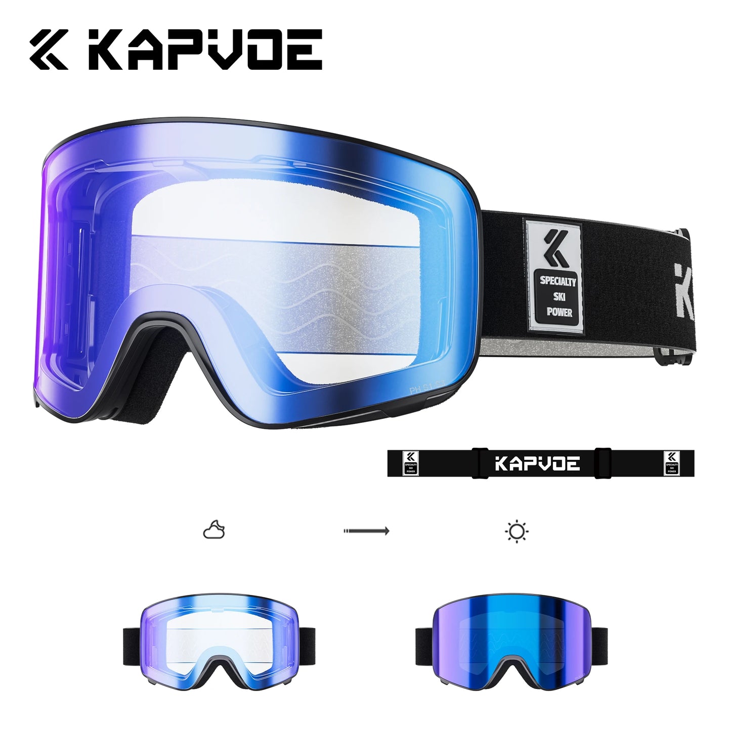 Kapvoe Winter Photochromic Ski Goggle Snow Anti-Fog Sunglasses Snowboard Mask for Men Women Eyewear UV400 Glasses Snowmobile