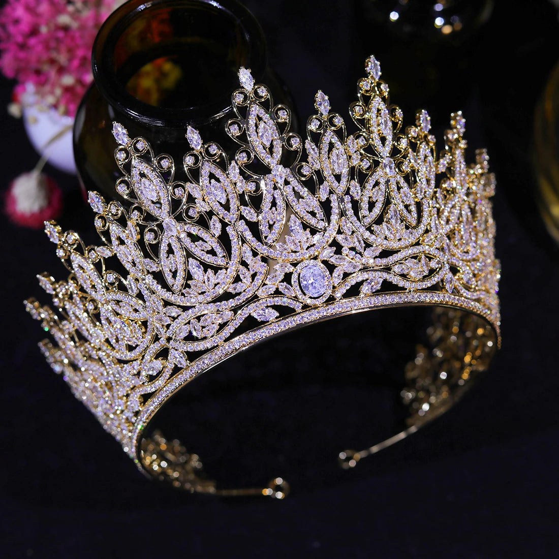 Luxury Miss Universe Queen Crown Crystal Big CZ Jewelry Tiara for Women Bride Hair Accessories Wedding Headdress Zircon Diadema