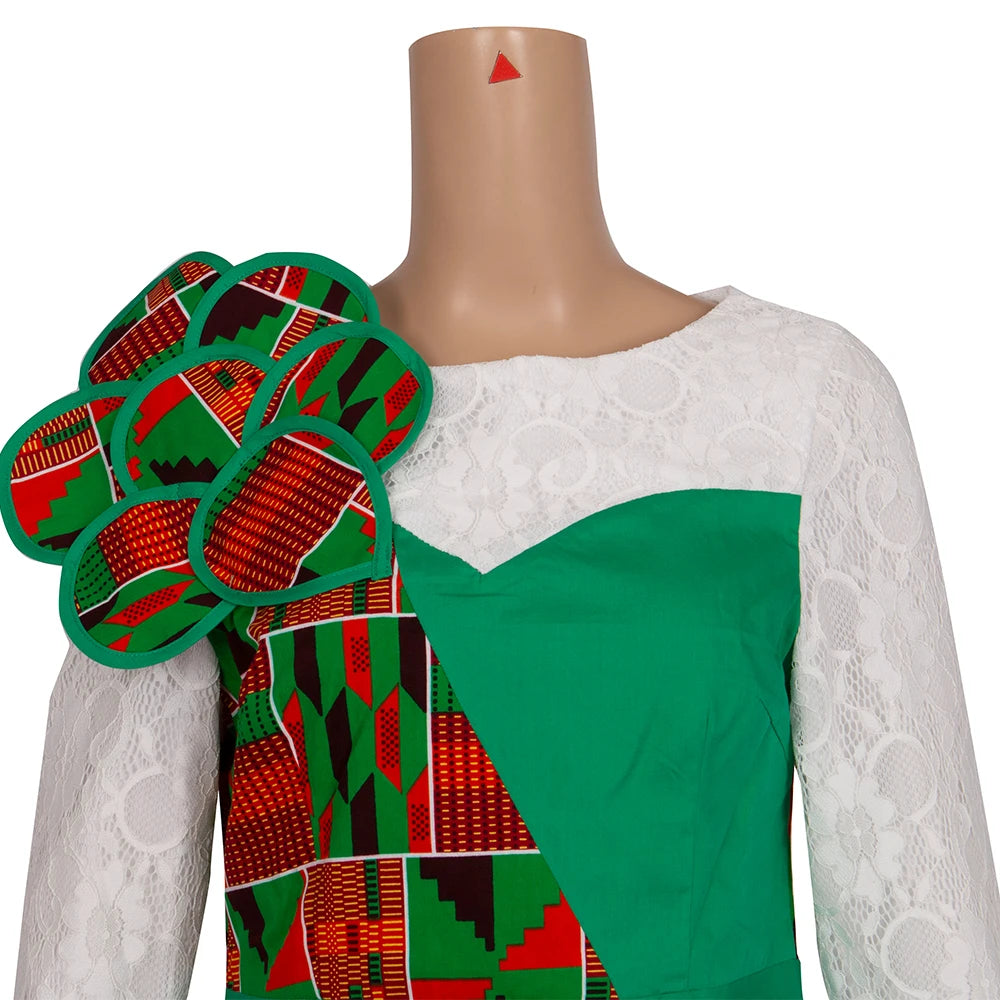 African Skirt Sets Women Suit Long Straight Skirts and Tops with Lace Decoration Bazin Riche Traditional African Clothing WY6195