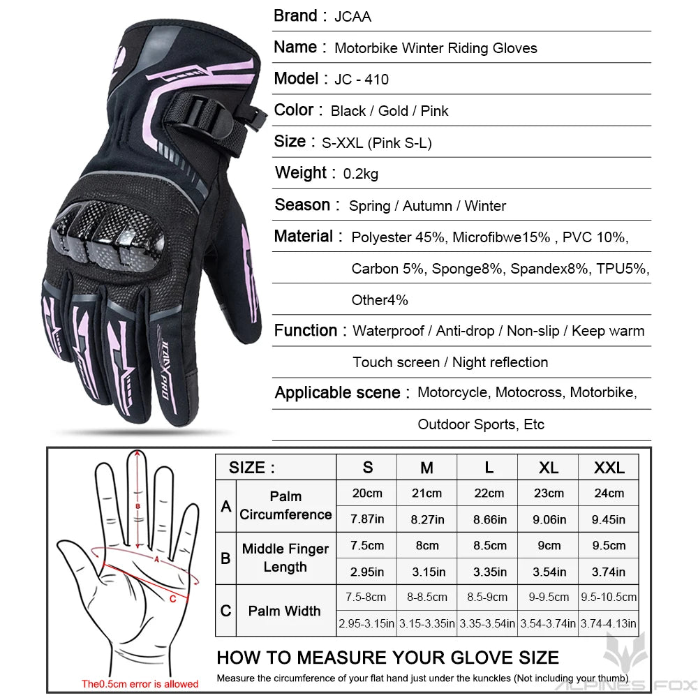 2025 Winter Men Motorcycle Gloves Women Waterproof Warm Moto Guantes Touch Screen Motorbike Riding Glove Carbon Fiber Protective