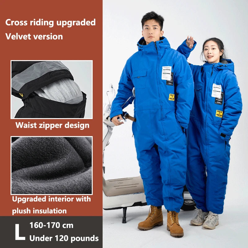 Motorcycle Riding Suit Windproof Plus Velvet Thickened Double-sided Waterproof Snowmobile Jacket Winter Warm Suit for Men Women