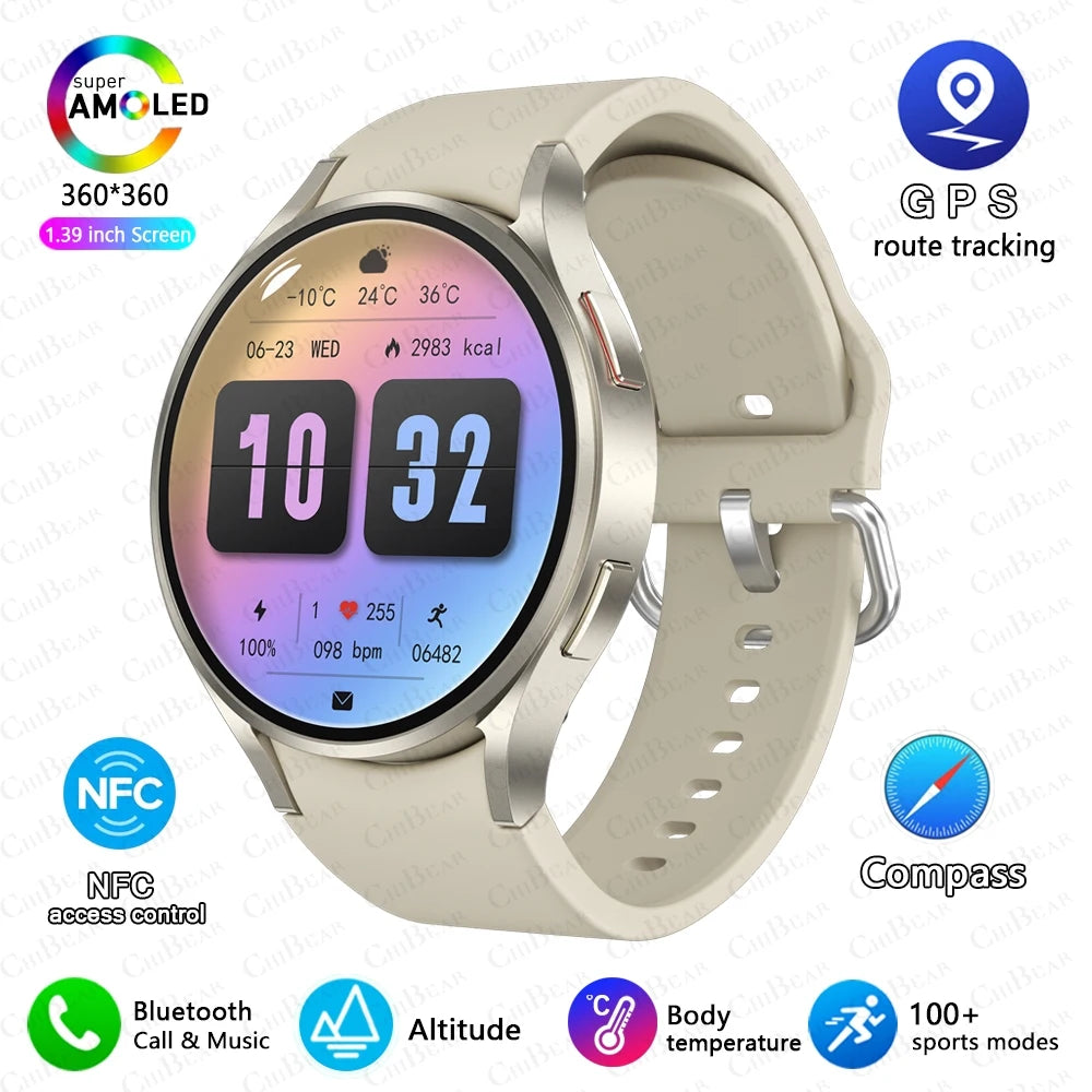 2025 New Bluetooth Call Smart Watch 6 Classic Men AMOLED HD Screen AI Voice Assistant Bluetooth Call NFC GPS Smartwatch Women