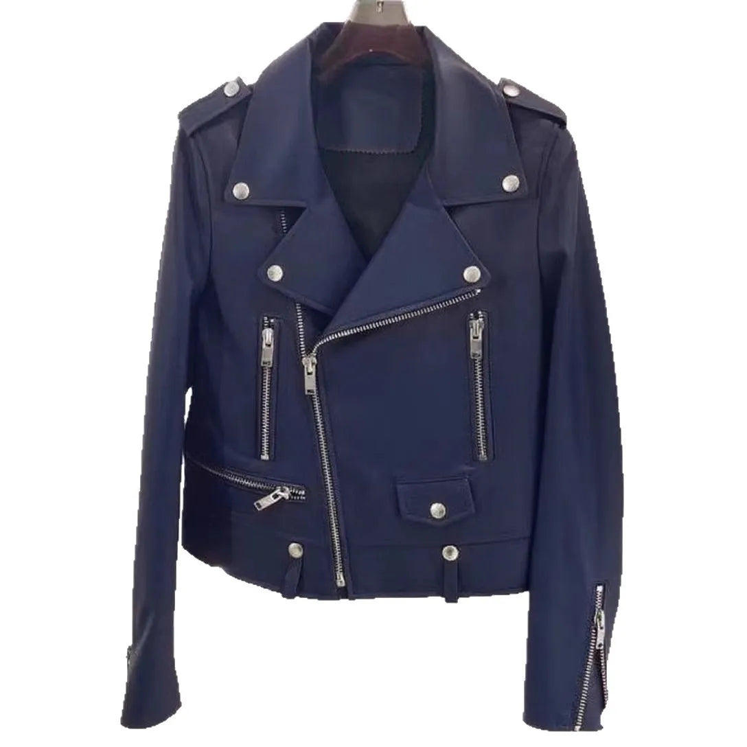 2026 Men's Lapel Oblique Zipper PU Locomotive Leather Jacket, Autumn, New Casual Versatile Slim Fit, Leather Jacket