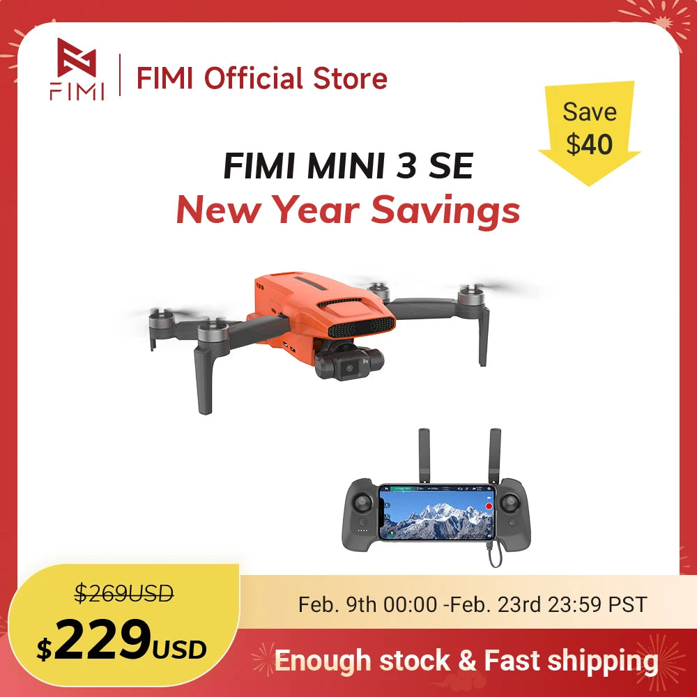 FIMI MINI 3 SE new drone 4K 30fps 9km range Hybrid 3-axis Gimbal 249g Ultralight design 12MP smart tracking mini pro gps drone