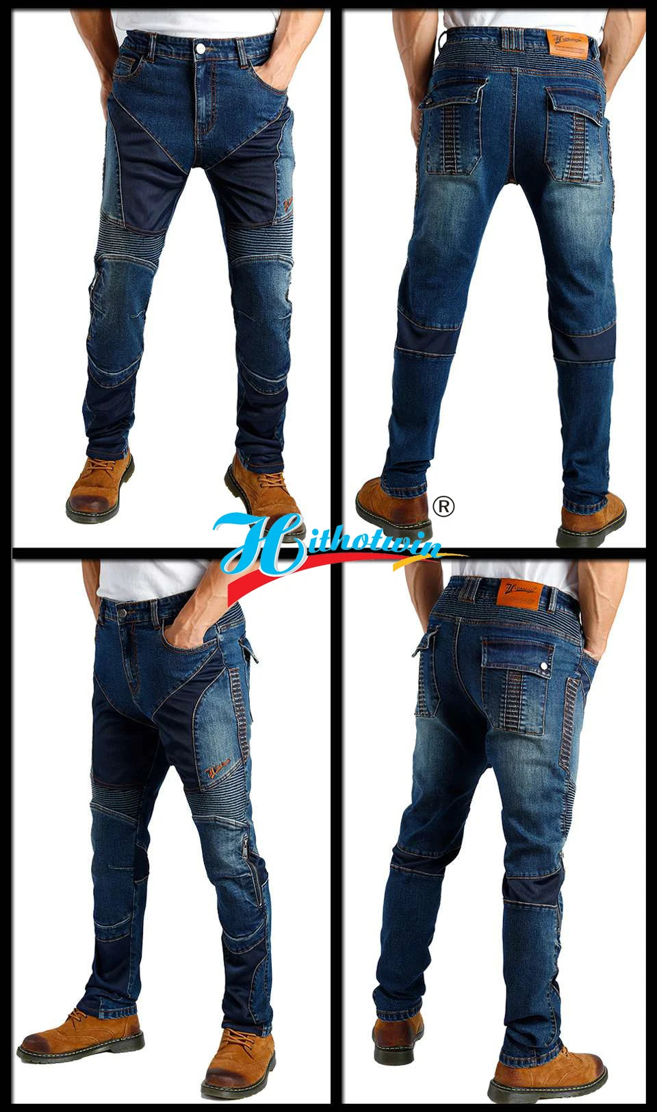 Kevlar Motorcycle Jeans Men Summer Riding Pants Blue Abrasion Resistant Windproof Dirt Bike Trousers Protective Gear