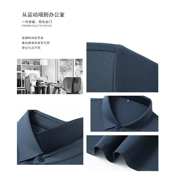 High end Mulberry Silk Dress Shirts Business Men Wrinkle Resistant Button Invisible Elastic Tops Luxurious Male Quality Clothing