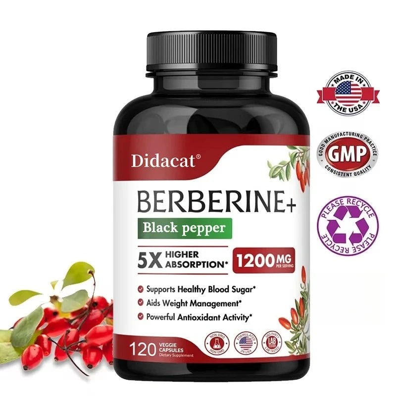 Berberine HCl Supplement - for Metabolism & Cholesterol, Weight Management, GI & Immunity Vegetarian, Gluten-Free