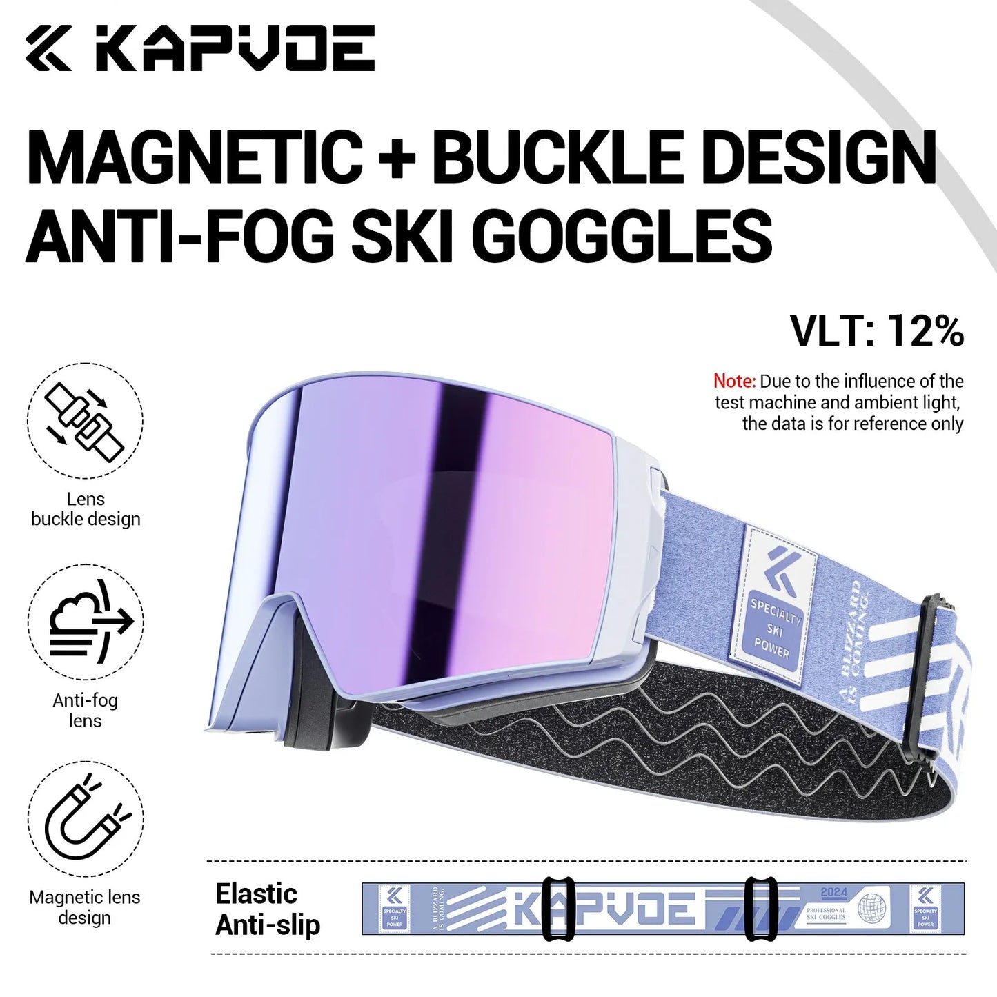 KAPVOE Outdoor Photochromic Ski Goggles Winter Snow Sports for Unisex Snow Glasses UV400 Anti-fog Magnetic Snowboard Glasses