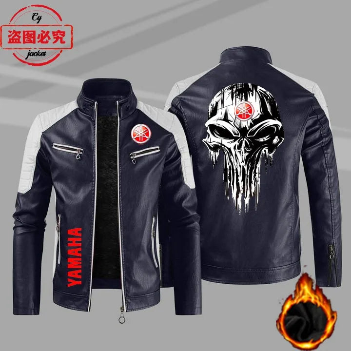 European Size Yamaha Motorcycle Logo Printed Riding Suit PU Leather Jacket Autumn/winter Men's Jacket Racing Suit Workwear