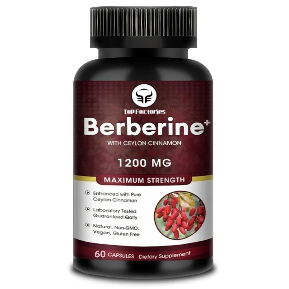Top Factories Berberine Capsules 1200mg Natural Vegan Supports Heart Health Immune System Liver Health Digestion and Weight Loss