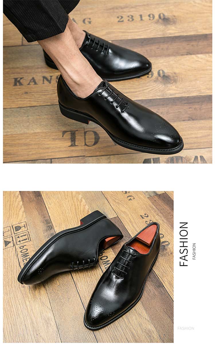 New Red Sole Brogue Shoes Men Black Business Mens Formal Shoes Lace-up Round Toe Spring/Autumn