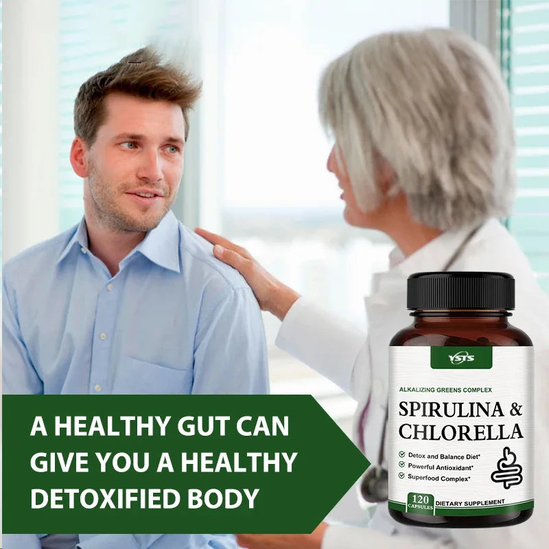 Spirulina Chlorella Supplement - Supports Liver, Kidney And Intestinal Detoxification, Energy, Digestion, Antioxidant