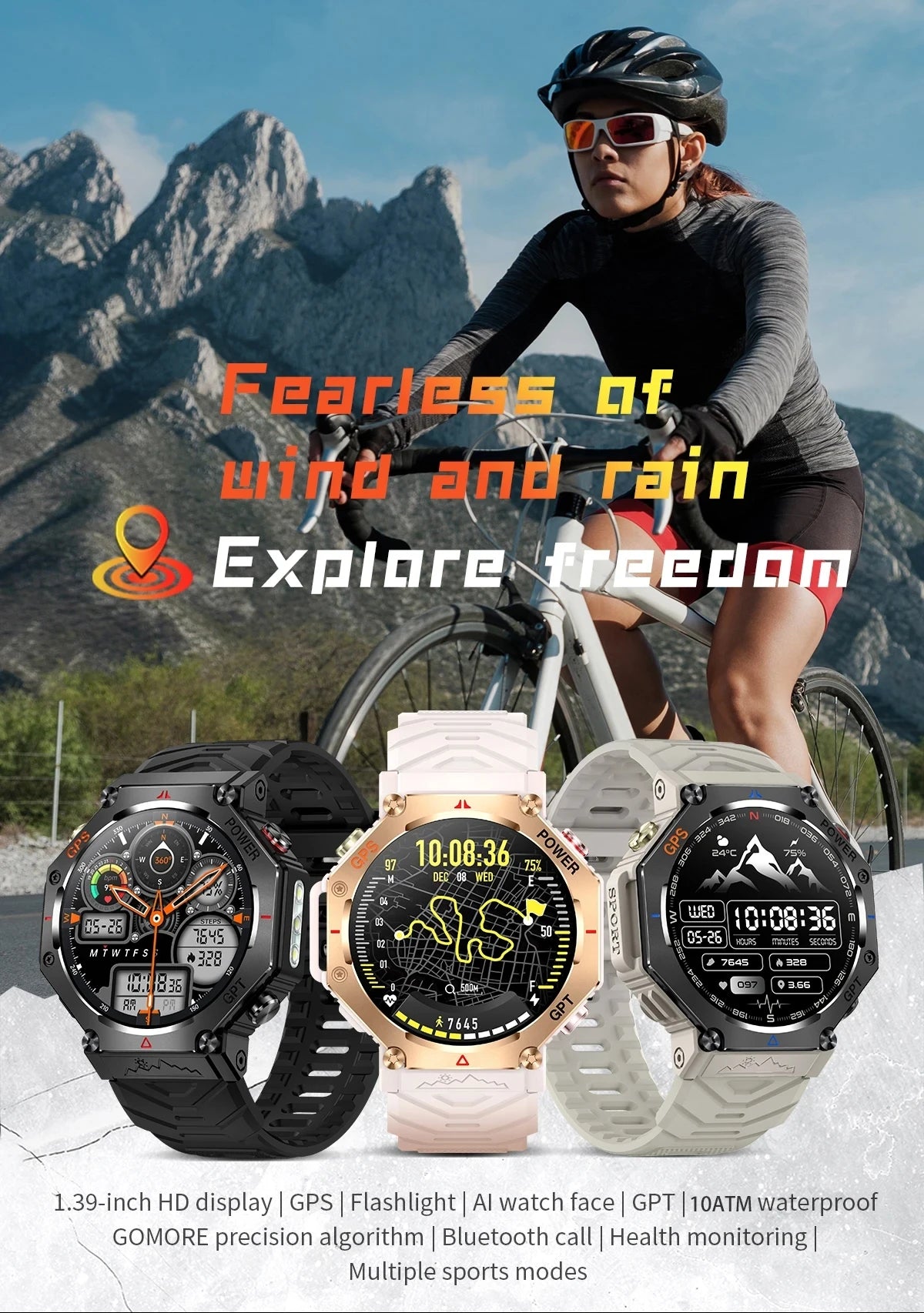 T-Rex 3 Ultra Military Grade GPS Smart Watch 10ATM Waterproof Compass Altimeter Barometric AMOLED Men HD Call Sports Smartwatch