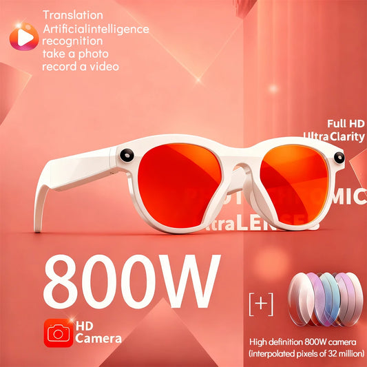 New Smart Glasses Men 8MP Camera WiFi Bluetooth Touch Control IP65 Waterproof AI Translation Noise Cancelling AI Glasses Women