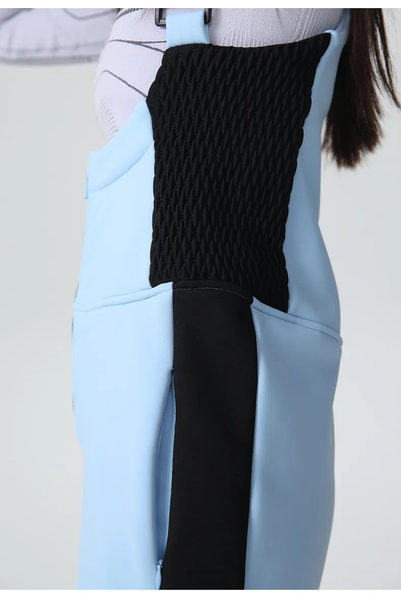 25-26 New Women's Ski Bibi Pants Waterproof Windproof Stretchy Anti-wear Solid Zipper Slim Resilient Outdoor Warm in Winter