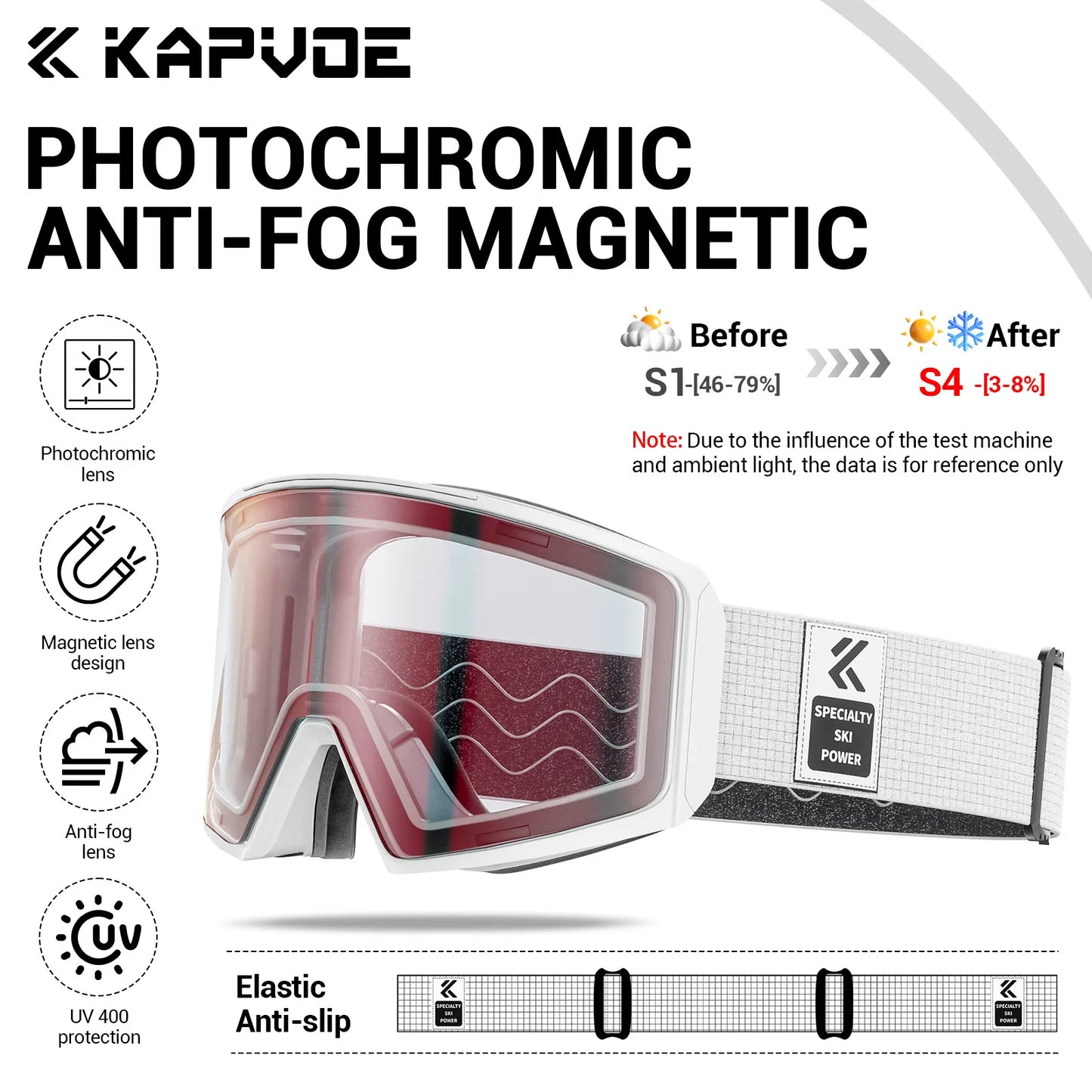 Kapvoe Winter Photochromic Ski Goggle Snow Anti-Fog Sunglasses Snowboard Mask for Men Women Eyewear UV400 Glasses Snowmobile