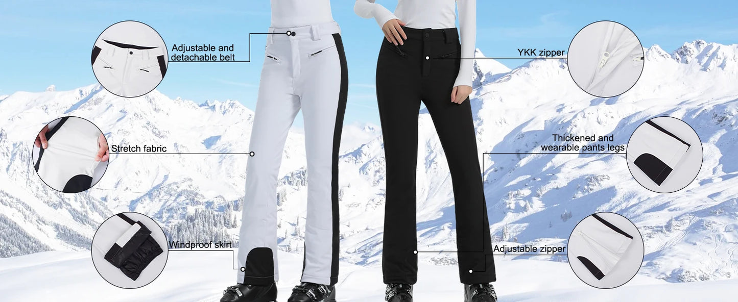 2025 GSOU SNOW Female Ski Pants Snow Slim Waterproof Insulated Windproof Winter Women Snowboard Pants Outdoor Sports Hiking Warm