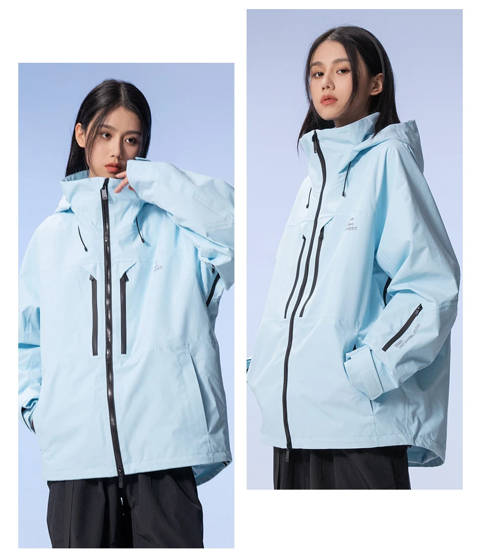 COPOZZ Thicken 3L Ski Jacket Men Women Windproof Waterproof Winter Ski Coat Ski Wear Solid Color Hooded Warm Snowboard Ski Suit
