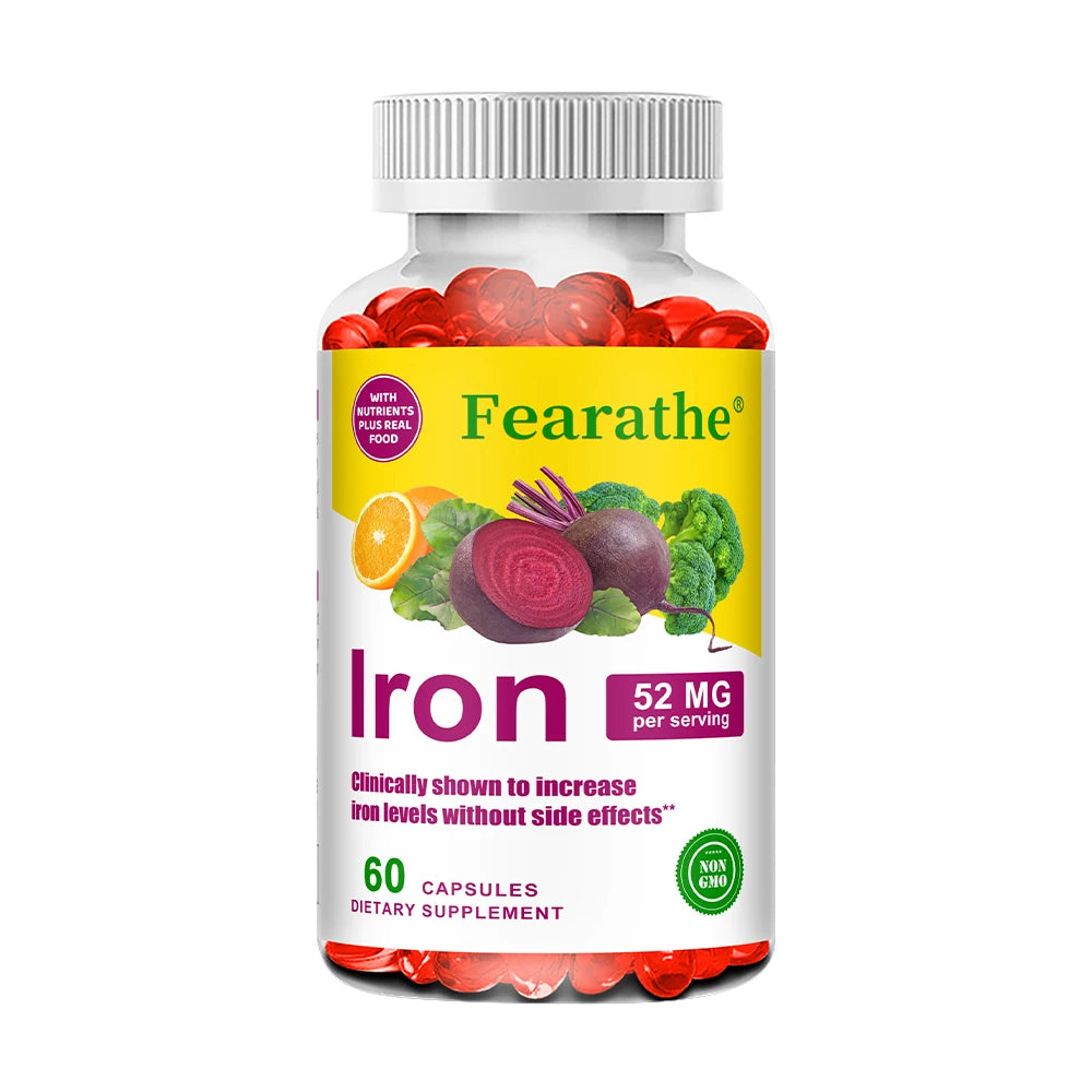 Iron and Vitamin C Supplement - Boosts Energy, Focus, and Immune Function, Supporting Red Blood Cells, Improve Immunity, Non-GMO
