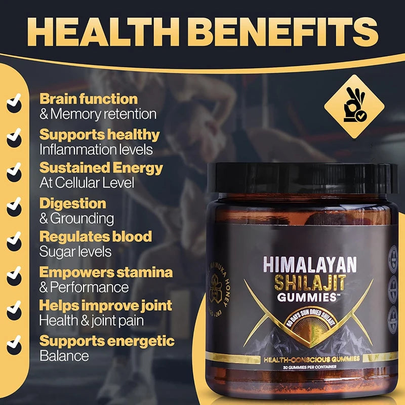 Himalayan Shilajit Gummies for Heart, Brain, Cellular Health 30 Gummies