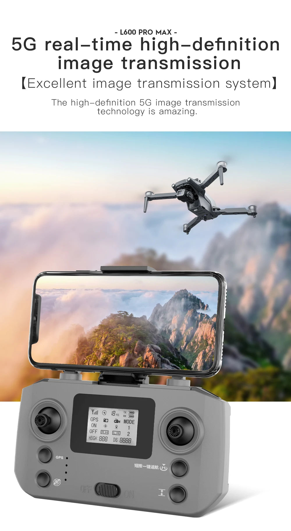 New L600 PRO MAX/PRO GPS Drone 5KM 4K Professional HD Dual Camera 3-Axis Gimbal 360° Obstacle Avoidance Brushless Quadcopter Toy