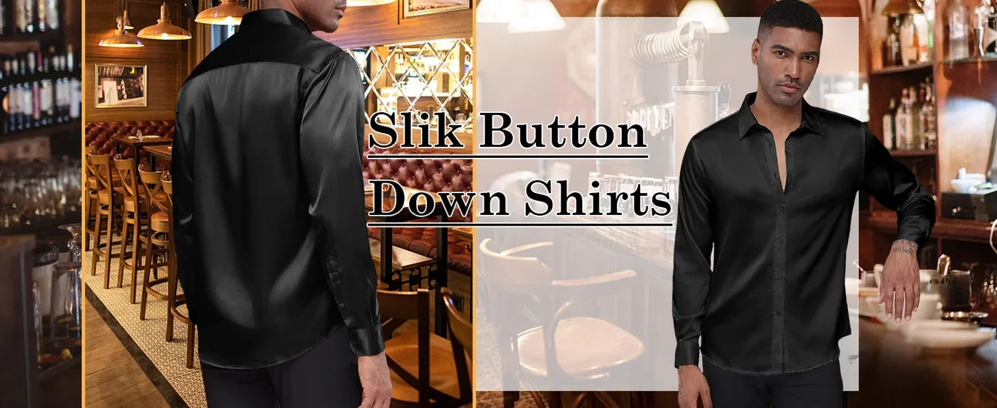 S~6XL satin plus size long sleeve shirt business casual dress shirt non-ironing wrinkle-resistant men's wholesale, men's shirts