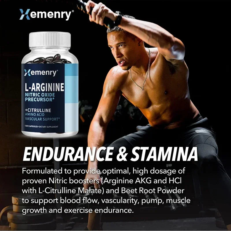 L-Arginine - Nitric Oxide Supplements - Boost Endurance & Strength, Promote Muscle Growth, Improve Performance
