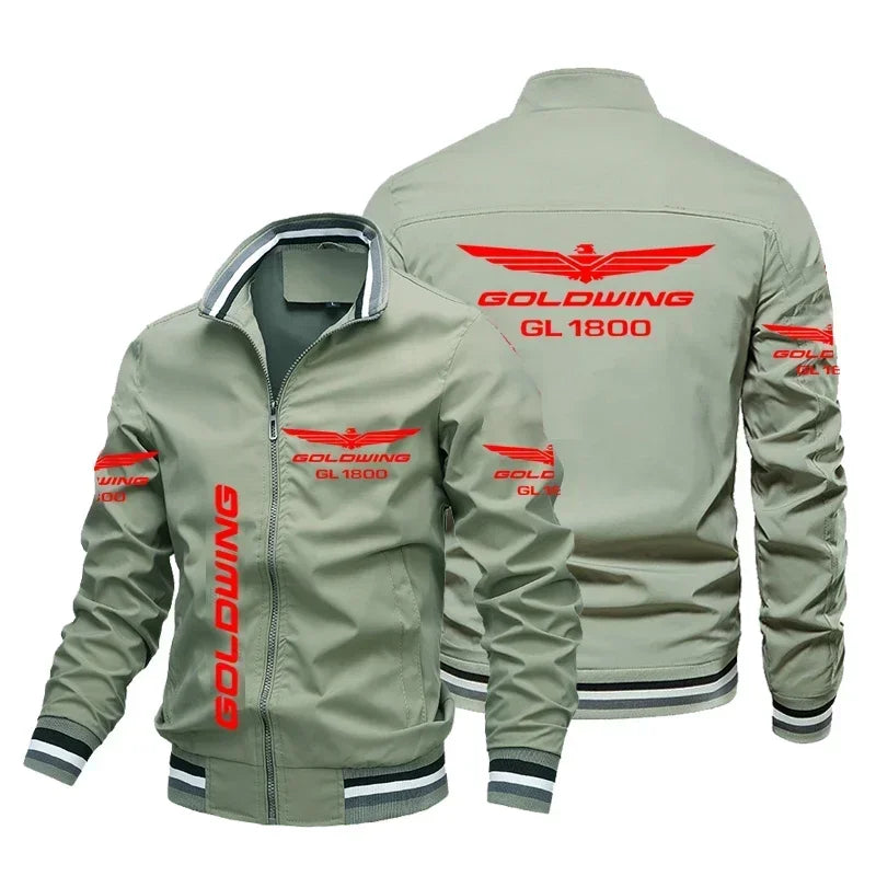 Honda Motorcycle Gold Wing GL1800 Print Jacket Biker Racing Team Custom Bomber Jacket Oversized Windbreaker Honda Men Clothing