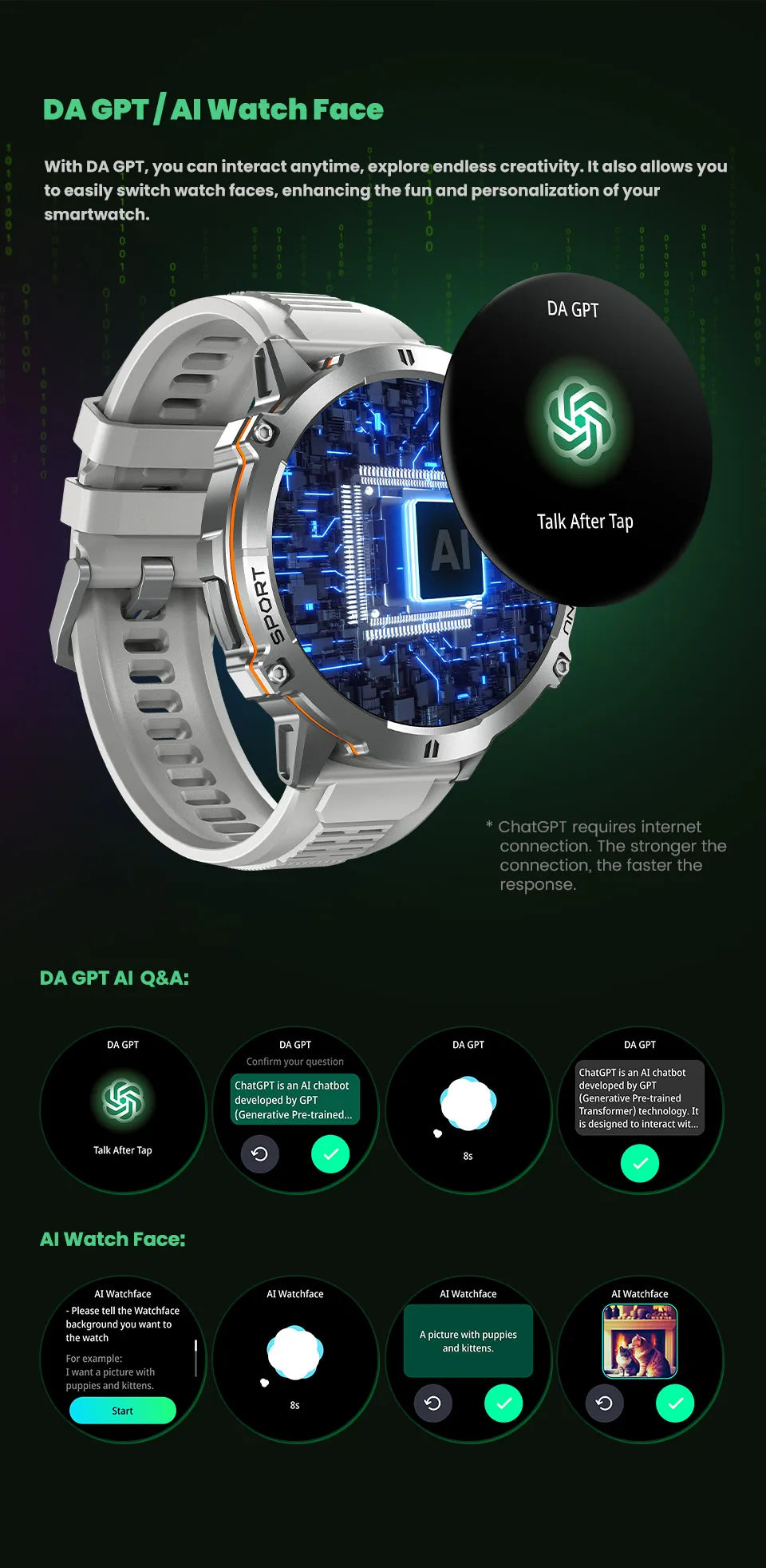New Outdoor 1000mAh Battery Men Adult Smart Watch GPS Compass Altimeter 10ATM Waterproof Heart Rate BT Call Sport Man Smartwatch