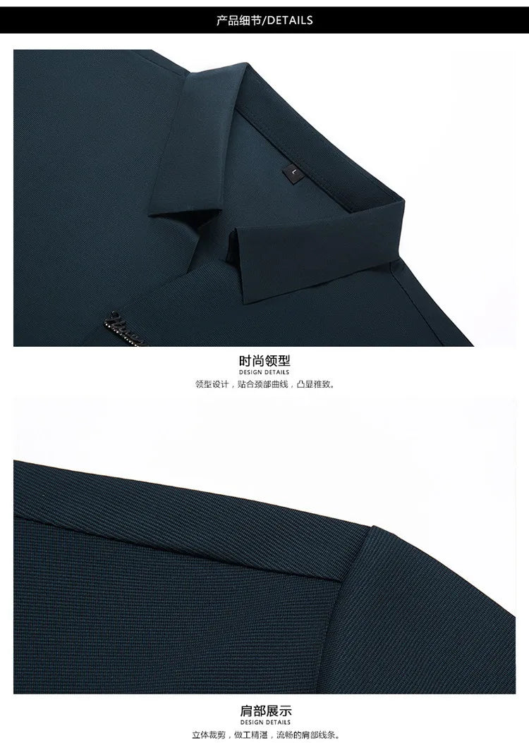 High End Mulberry Silk T-shirts Man Long Sleeve Tops Business Casual Elastic Non-iron Seamless Quality Luxurious Men Polo Shirts