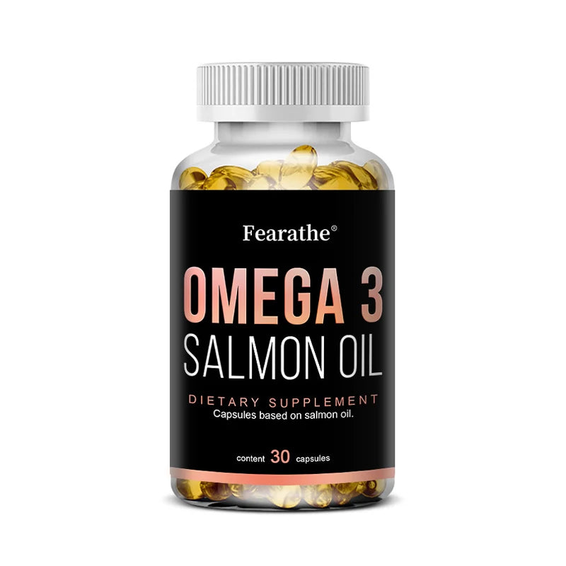 Omega 3 Fish Oil - Pure Salmon Oil, Heart & Brain Health Dietary Supplement - Rich in EPA & DHA