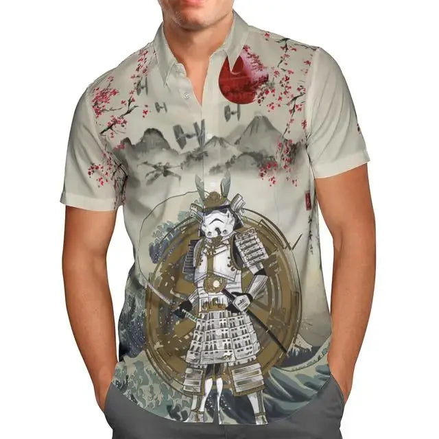 Extra-large streetwear 3d anime green short-sleeved Hawaiian shirt for men, beach summer 5xl for social men