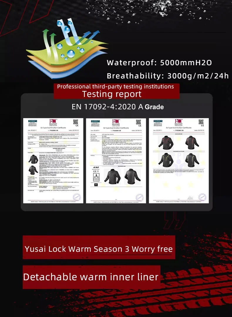 LS2 Original Motorcycle Jacket Winter Warm LS2 SEPANG Motocross Riding Jacket Men Women CE Anti-fall Waterproof Motorbike Jacket