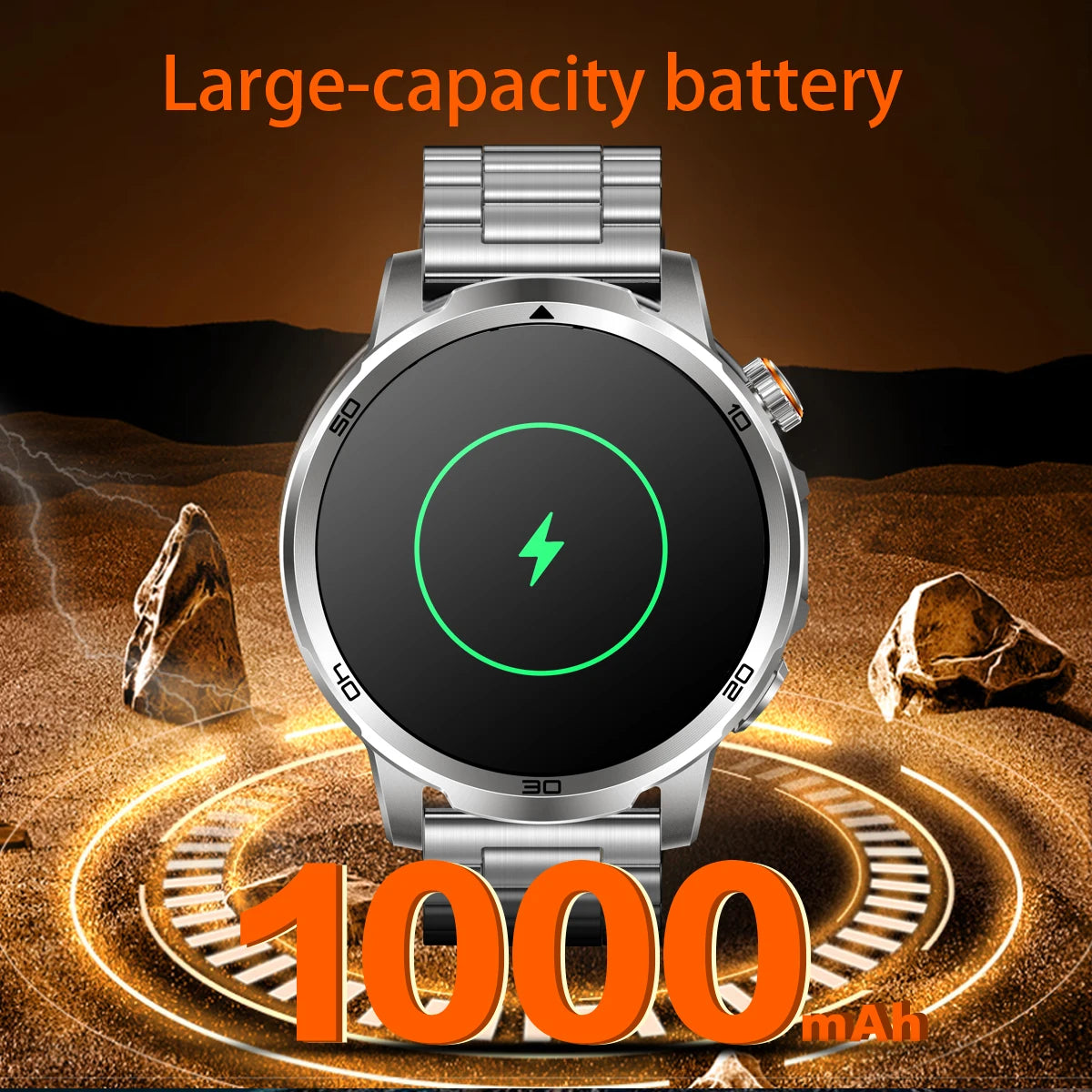 Fanwear men's smart watch SOS distress light +LED flashlight dual light mode 1000 mAh battery GPS trajectory 1.85 inch AMOLED