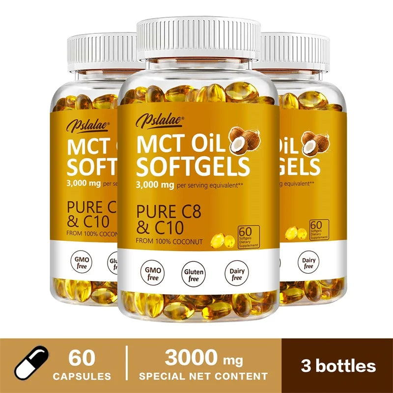 MCT Oil Softgels - Supports Energy and Mental Clarity, Fat Burning, Appetite Suppressant, Improves Digestion
