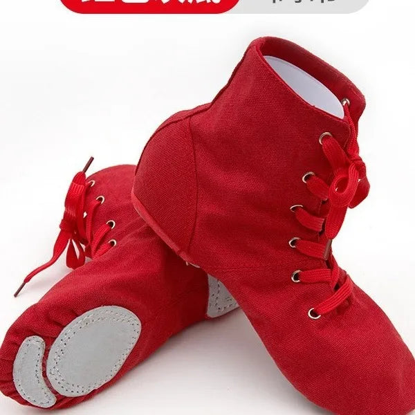 High Top Desinger Ballet Dance Split Heels Sole Shoe Black Red White Men Women Boys Girls Canvas Jazz Shoes