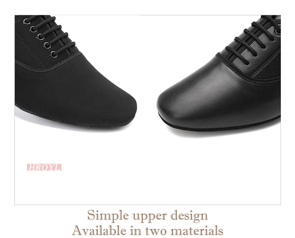 HROYL Ballroom Dance Shoes For Men Bigger Size Tango Latin Dancing Shoes PU/Genuine Leather Dance Shoes Low Heel Latin Shoes