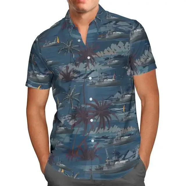Extra-large streetwear 3d anime green short-sleeved Hawaiian shirt for men, beach summer 5xl for social men