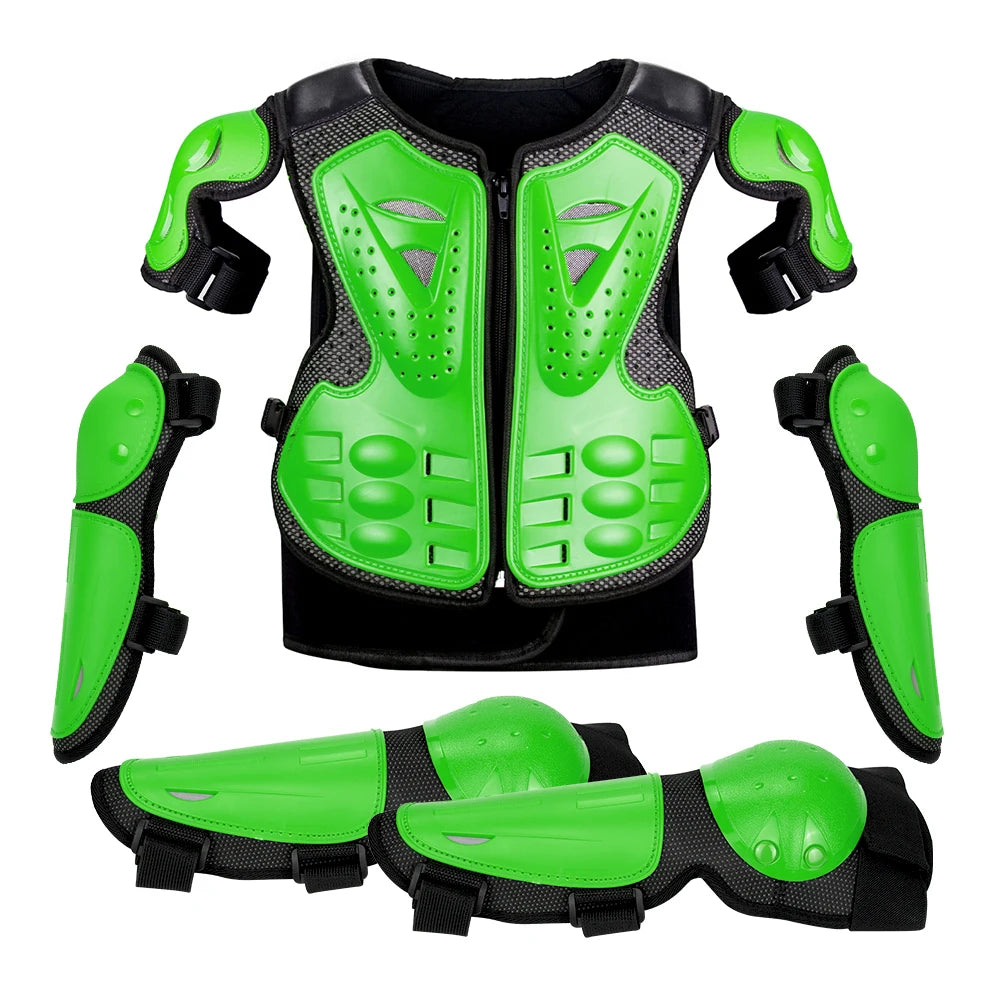 Kid's Motorcycle Armor Vest Protection Motocross Body Armor Jacket Protective Armors Riding Kneepads Moto Full Armor Children