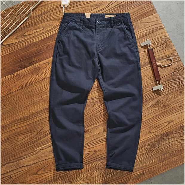 American Retro Workwear Pants Men's Heavyweight Chino Casual Straight Leg Tapered Versatile Cotton Urban Faion Trousers