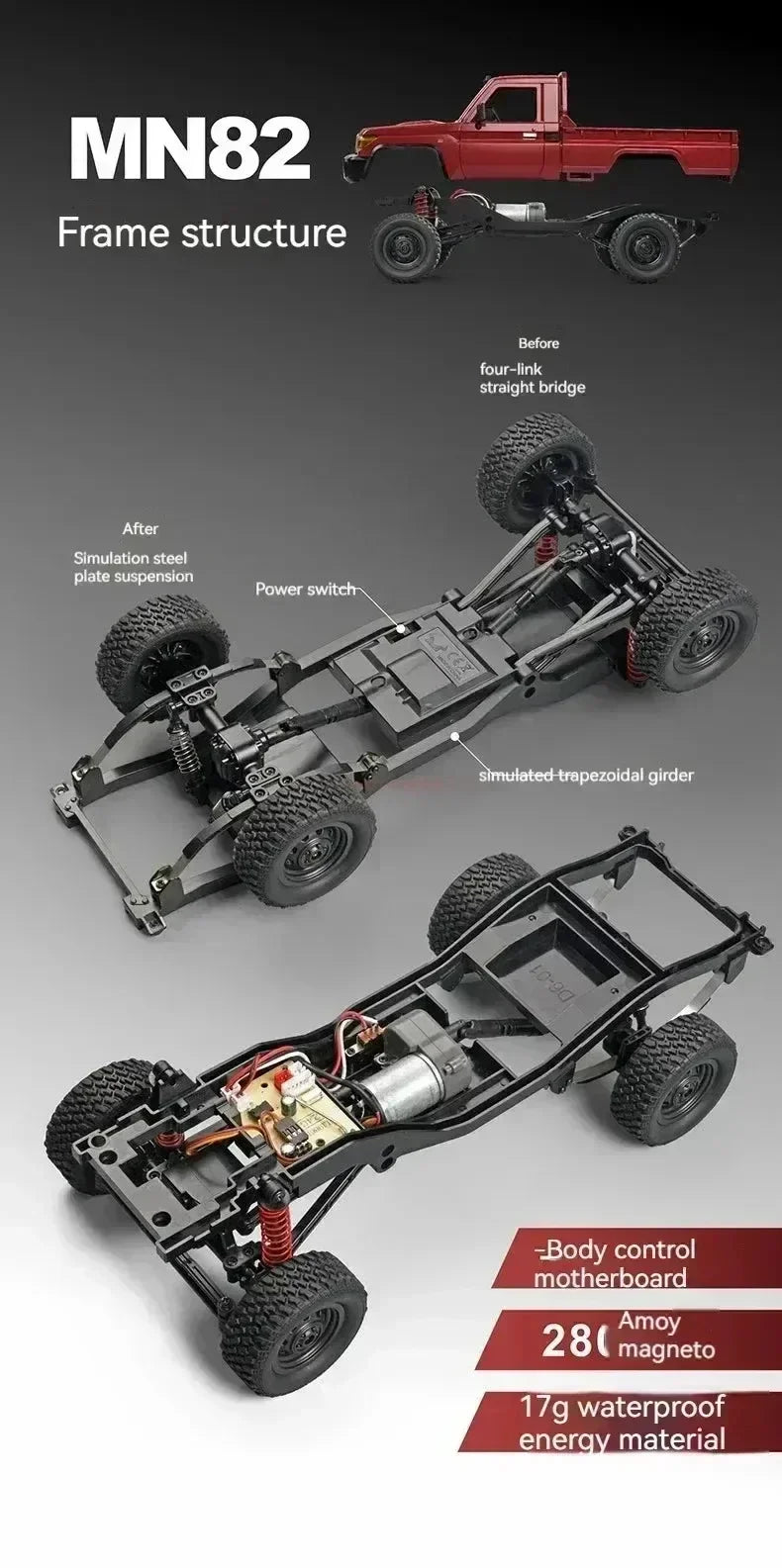 1:12 Rc Car Skymaker Mn Model Mn82 Retro Full-scale Simulation LC79 RTR 2.4g 4WD 280 Motor Remote Control RC Truck Model Car Toy