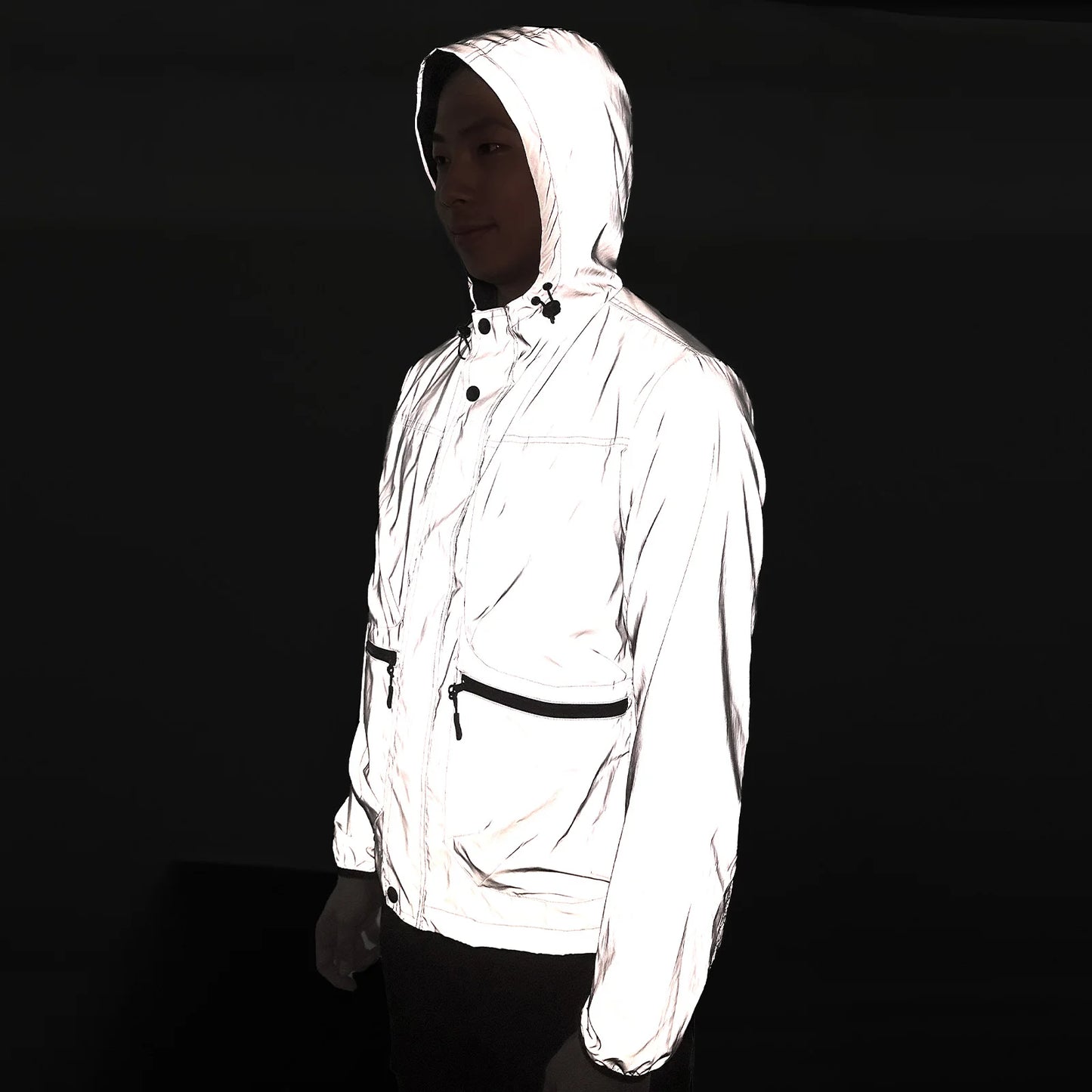 WOSAWE Autumn Winter Men Reflective Jacket Reflect Motorcycle Jacket Men /Women Waterproof Windbreaker Hoodies