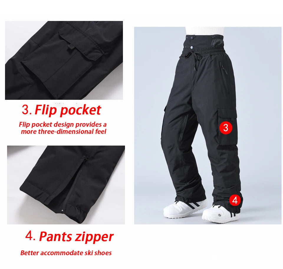 New Winter Ski Pants Men Outdoor Windproof Waterproof Warm Work Pants Women Single Board Breathable Loose Sports Snow Pants