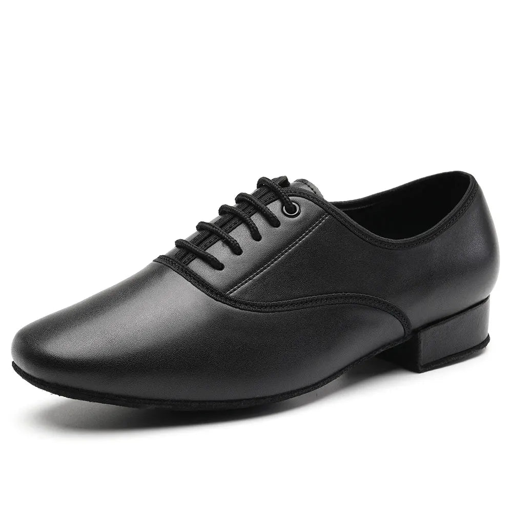 HROYL Ballroom Dance Shoes For Men Bigger Size Tango Latin Dancing Shoes PU/Genuine Leather Dance Shoes Low Heel Latin Shoes