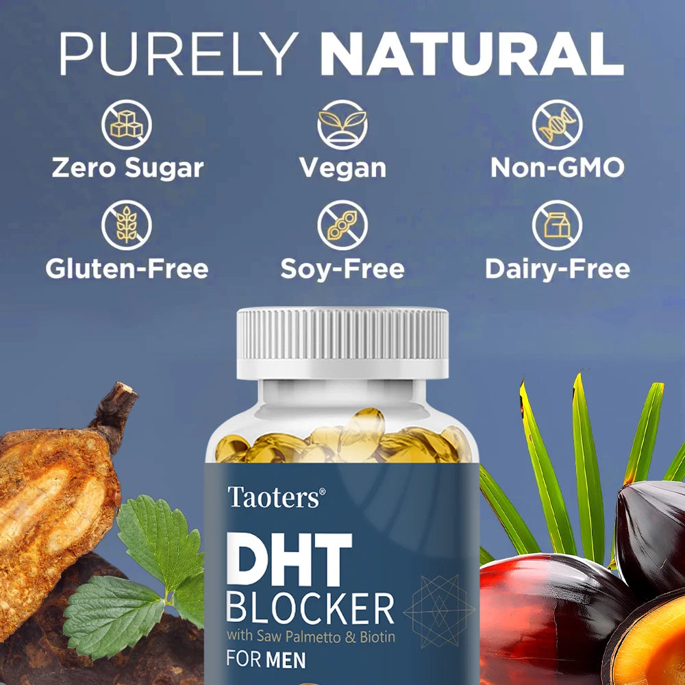 DHT Blocker Hair Growth Supplement - High Potency Biotin & Saw Palmetto for Hair Regrowth, Promote Urinary Tract Function