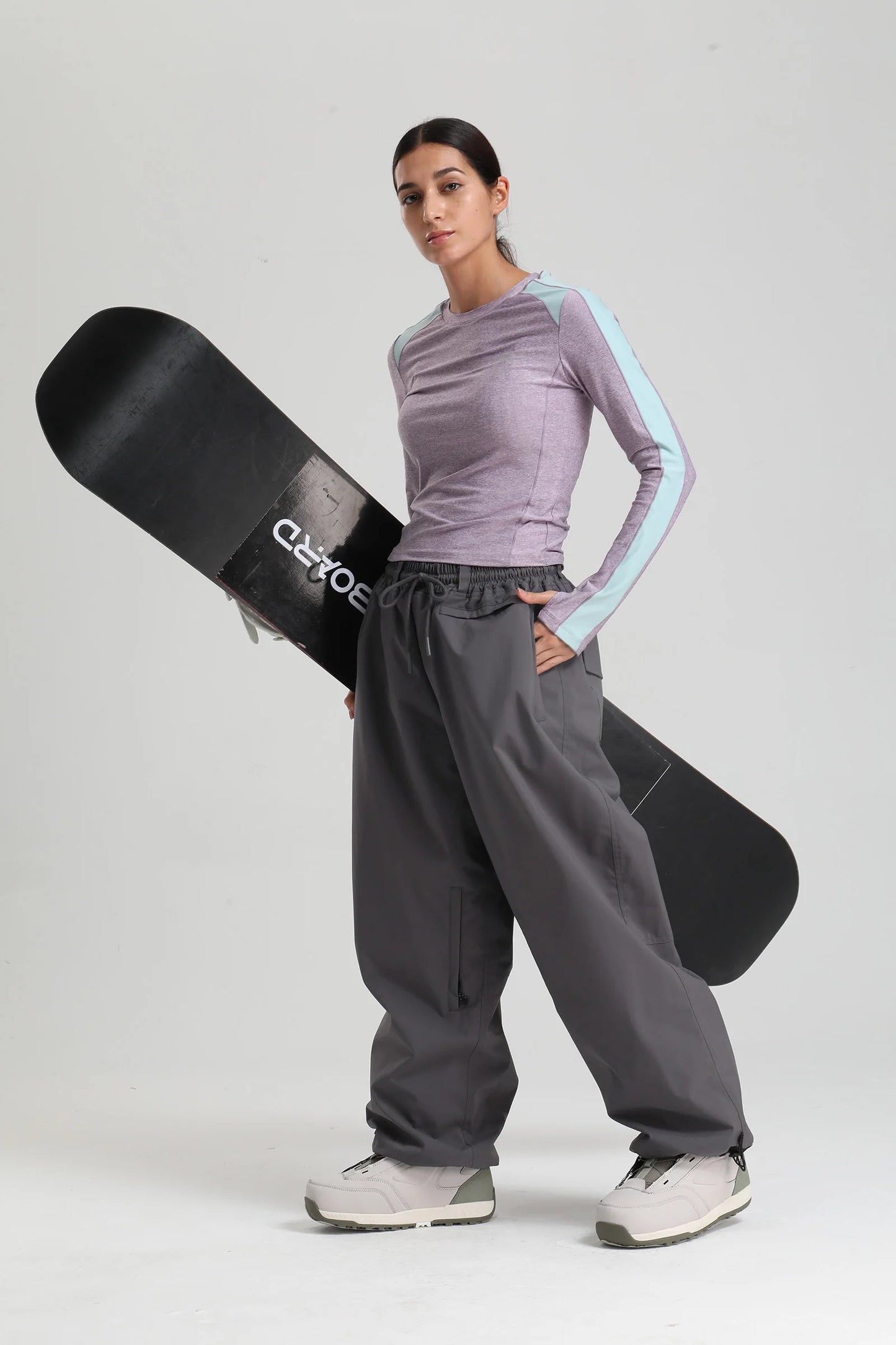 Gsou Snow 2025 Unisex Loose Fit Cargo Ski Pants - Waterproof Windproof Snowboard Trousers for Men & Women Winter Snow Gear