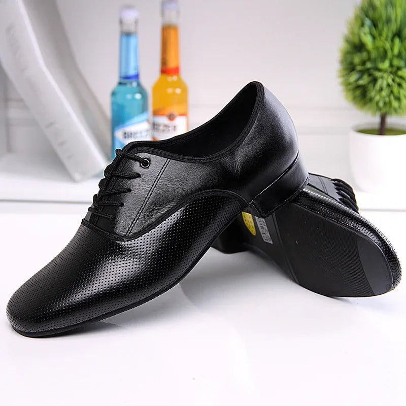 Leather Men Dance Shoes Sports Square Shoe for Men Adult Soft Dance Latin Shoes Modern Waltz Male Sneakers Increase