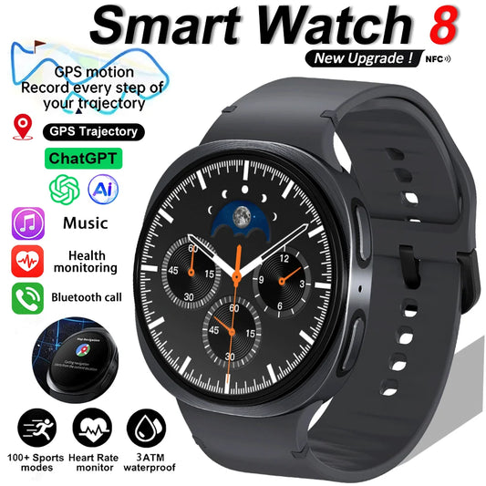 2026 New Men Watch 8 GPS Smart Watch 1.46inch AMOLED Health Sports Tracker Heart Rate NFC Bluetooth Call Waterproof Smartwatch